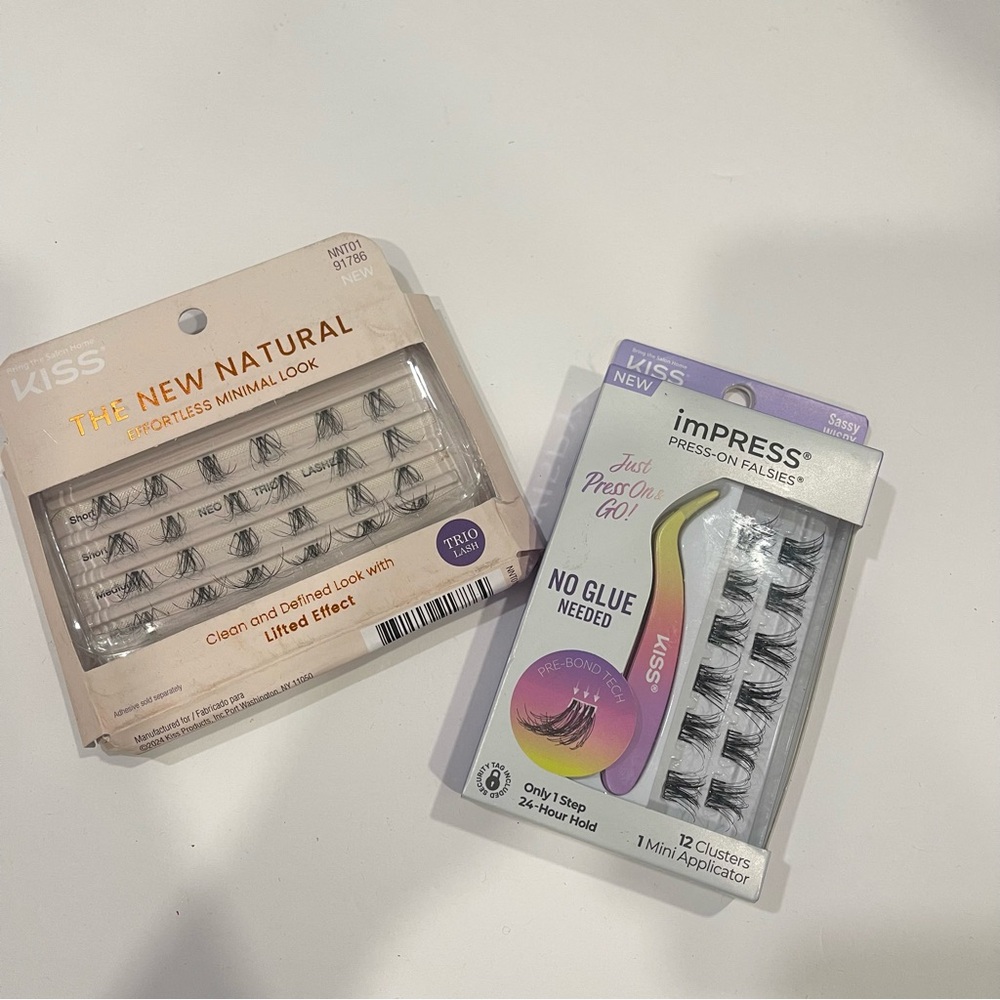 KISS Natural Look Trio Individual & Impress Press-On Lashes With Applicator